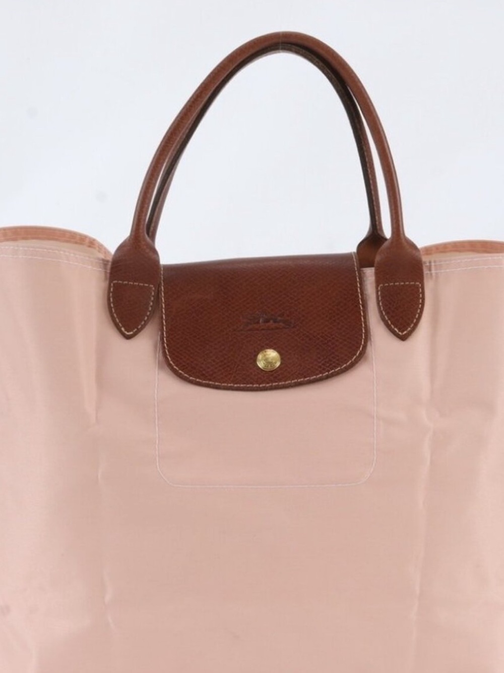 Longchamp Pink Tote with Brown Leather Trim - Picture 3 of 6